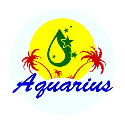 Zodiac sign with palm trees vector