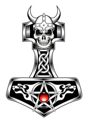 hammer thor medieval viking symbol vector image