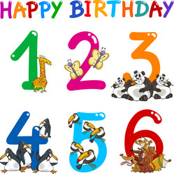 birthday anniversary cartoons set vector image