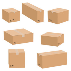 Set of cardboard boxes isolated on white vector