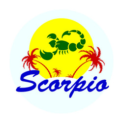 Zodiac sign with palm trees vector