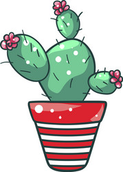 green home cactus in a pot natural houseplant vector image