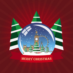 merry christmas and happy new year snow globe vector image