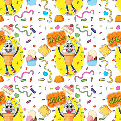 sweet ice cream seamless pattern vector image