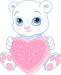 teddy bear holds heart vector image