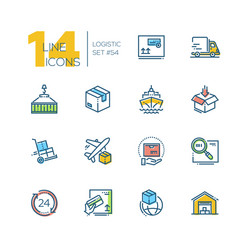 logistics - colorful thin line design icons set vector image