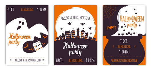 set abstract halloween party backgrounds 02 vector image