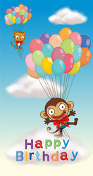 monkey birthday card vector image