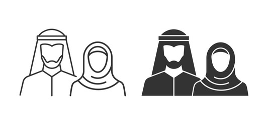 icons of muslim men and women in national clothes vector image