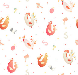 Bright children pattern with roosters and letters vector