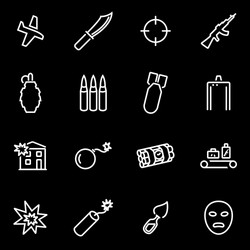 line terrorism icon set vector image