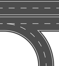 straight highway with an exit ramp curving vector image