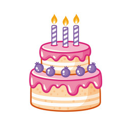 beautiful cake with candles on a white background vector image