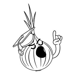 onion in graduation cap speaks speech vector image