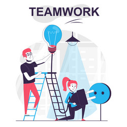 teamwork isolated cartoon concept colleagues work vector image