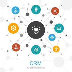 crm trendy web concept with icons contains vector image