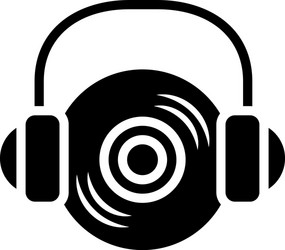 music vynil with headphones icon silhouette style vector image