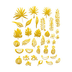 gold hand drawn plants vector image