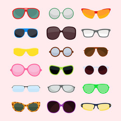 fashion set sunglasses accessory sun spectacles vector image