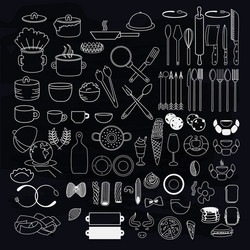 kitchen utensils symbols on blackboard vector image