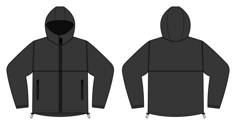 windproof hooded jacket parka black vector image