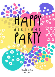 happy birthday party cute colorful template vector image