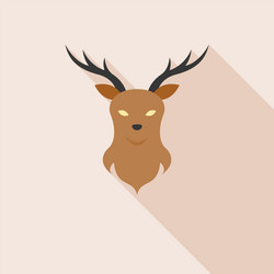 Deer head on wall icon with long shadow vector