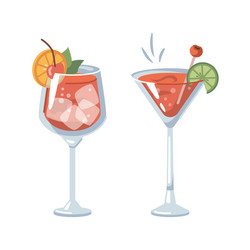 margarita or bloody marry cocktail with cherry vector image