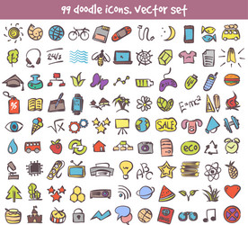 doodle icons set vector image