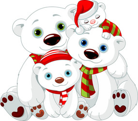 big polar bear family at christmas vector image