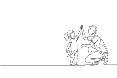 single continuous line drawing young father vector image