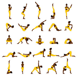 Women silhouettes collection of yoga poses asana vector