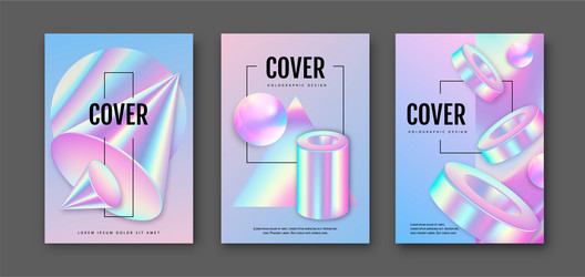 set modern holographic covers vector image