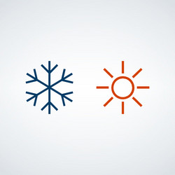 hot and cold icon sun snowflake symbols vector image