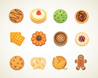 different cookie cakes top view sweet food vector image