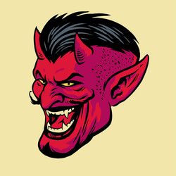 angry devil head in drawing style vector image