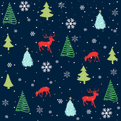 seamless pattern with christmas trees snowflakes vector image