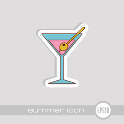 martini cocktail icon summer vacation vector image