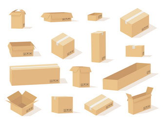 cardboard box boxes open and closed different vector image