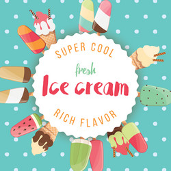 poster design with colorful glossy ice cream vector image