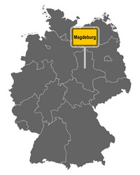 Map germany with road sign magdeburg vector