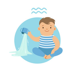 cute little boy as aquarius astrological sign vector image