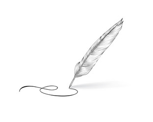 Feather pen icon calligraphy sign vector