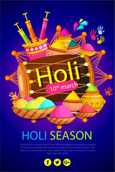 happy holi festival poster design vector image