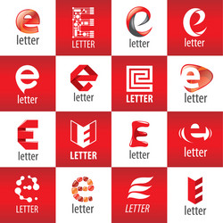 large set of logos letter e vector image