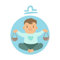 Cute little boy as libra astrological sign vector