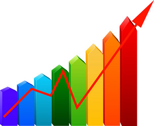 business graph with arrows vector image