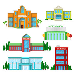 Architectural school buildings set vector