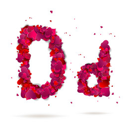 letter d made from hearts love alphabet vector image