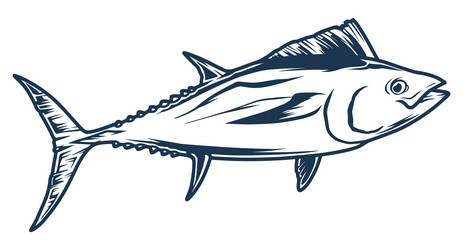 sea tuna monochrome detailed sticker vector image